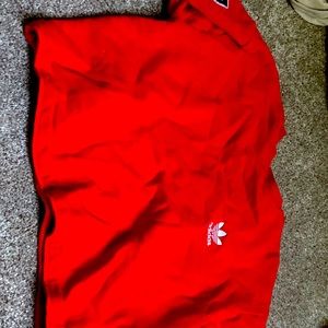 Adidas red cropped sweatshirt